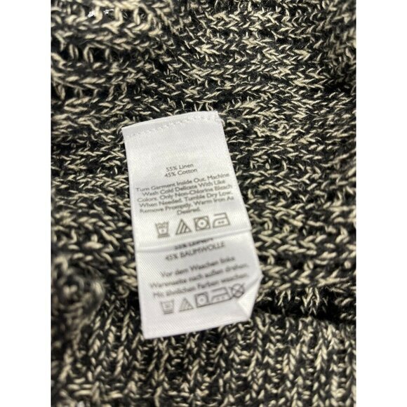 Eddie Bauer XS Space Dyed Sweater Top Linen Blend Black Gray Short Sleeve - Picture 9 of 9